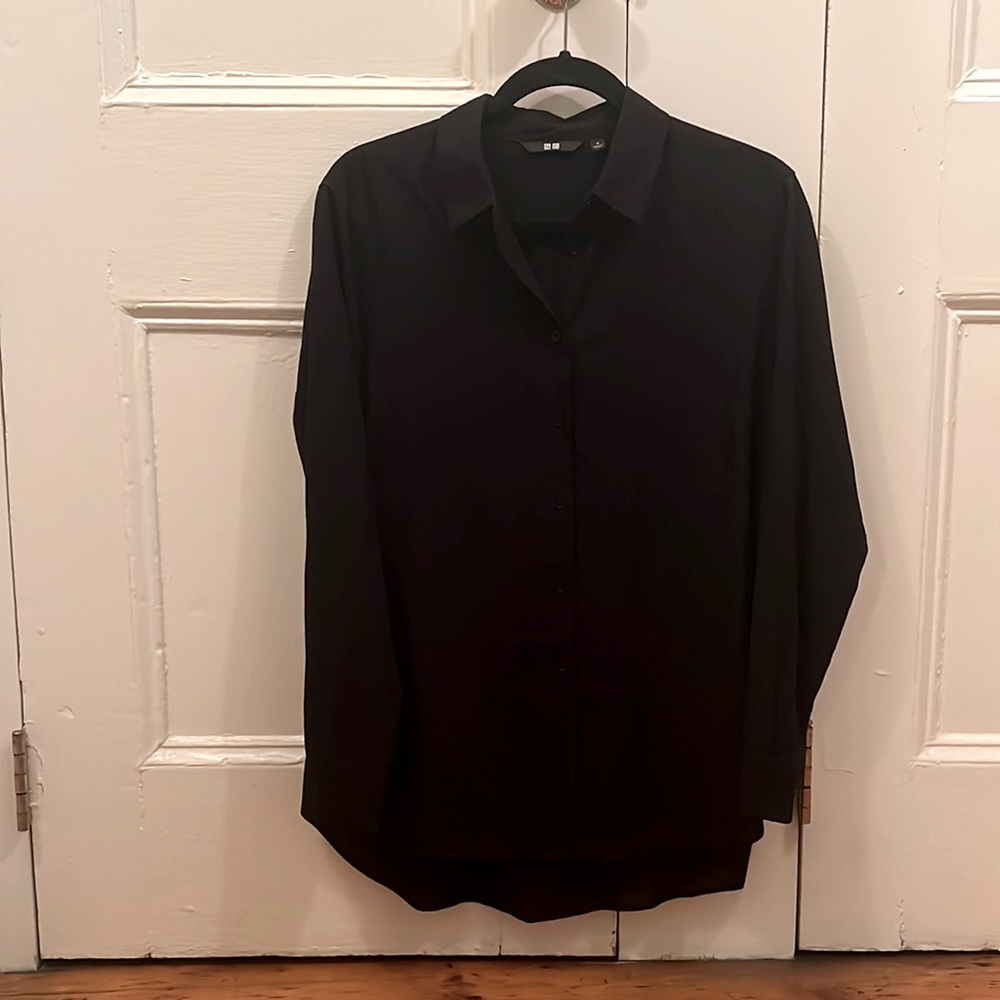 Black Long-Sleeve Collar Shirt